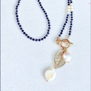 Natural Freshwater Baroque PearlsSapphire Necklace
